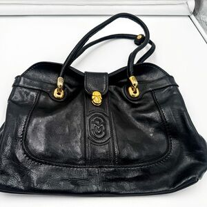 Marino Orlandi black leather satchel dr bag handles and strap included